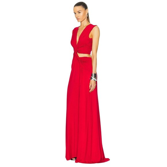 Sid Neigum Triple Loop Knit Dress in Red X-Small New Womens Long Maxi Gown - Picture 5 of 16